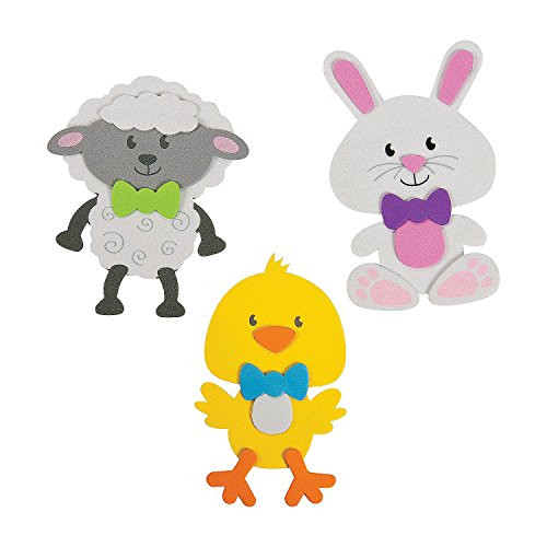 Fun Express - Big Head Easter Magnets Craft Kit -12 for Easter - Craft Kits - Stationary Craft Kits - Magnet - Easter - 12 Pieces
