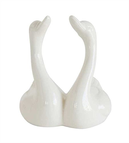 Creative Co-op Stoneware Swan Ring Holder, White