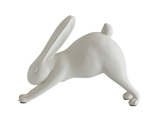 Creative Co-op White Resin Downward Dog Yoga Rabbit Figurine