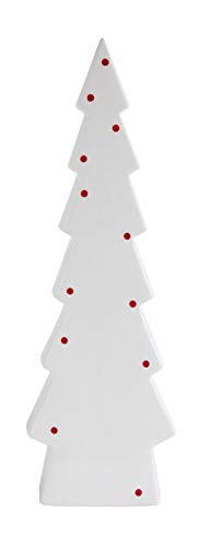 Creative Co-Op Stoneware Christmas Tree, White with Red Dots
