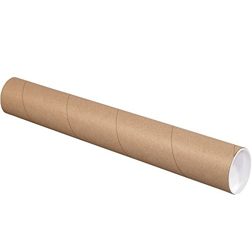 Aviditi P4024KHD Heavy-Duty Mailing Tubes with Caps, 4" x 24", Kraft (Pack of 12)