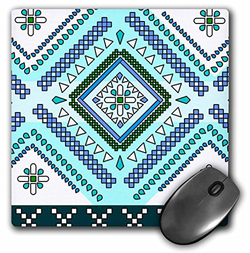 3dRose LLC 8 x 8 x 0.25 Inches Mouse Pad, Aztec Andes Tribal Diamond Pattern Blue and White (mp_165800_1) 3dRose LLC 8 x 8 x 0.25 Inches Mouse Pad, Aztec Andes Tribal Diamond Pattern Blue and White (mp_165800_1)