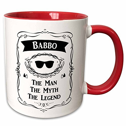 3dRose 232396_5"Babbo-The Man The Myth The Legend-babo dad or father in Italian Ceramic Mug, 11 oz, Red/White