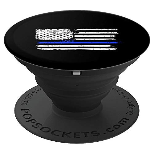 Back The Blue Lives Matter Thin Blue Line Police Flag PopSockets Grip and Stand for Phones and Tablets
