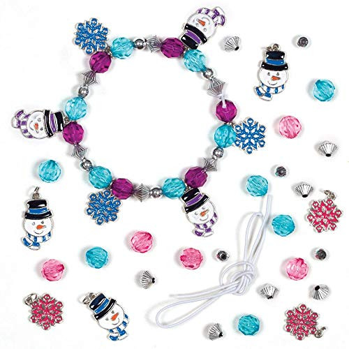 Baker Ross Snowman & Snowflake Charm Bracelet Kits, Christmas Arts and Crafts (Pack of 3)