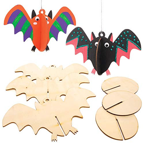 Baker Ross Wooden 3D Bat Decorations (Pack of 6) - Spooky Arts and Crafts for Halloween Baker Ross Wooden 3D Bat Decorations (Pack of 6) - Spooky Arts and Crafts for Halloween