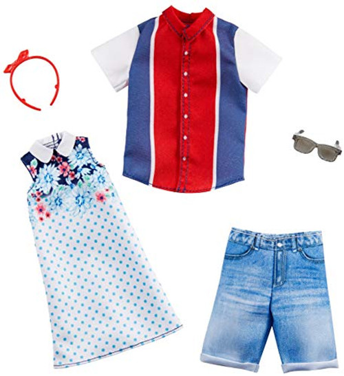 Barbie Fashion Pack with 1 Outfit of Floral Patterned Dress & 1 Accessory Doll & Striped Shirt, Shorts & Accessory for Ken Doll, Gift for 3 to 8 Year Olds Barbie Fashion Pack with 1 Outfit of Floral Patterned Dress & 1 Accessory Doll & Striped Shirt, Shorts & Accessory for Ken Doll, Gift for 3 to 8 Year Olds
