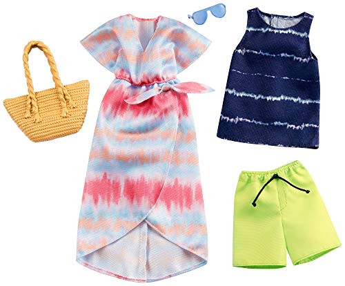 Barbie Fashion Pack with 1 Outfit of Tie-Dye Dress & 1 Accessory Doll & Striped Tie-Dye Tank, Shorts & Accessory for Ken Doll, Gift for 3 to 8 Year Olds Barbie Fashion Pack with 1 Outfit of Tie-Dye Dress & 1 Accessory Doll & Striped Tie-Dye Tank, Shorts & Accessory for Ken Doll, Gift for 3 to 8 Year Olds