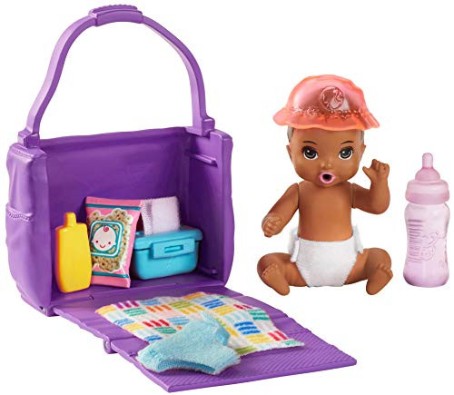 ?Barbie Skipper Babysitters Inc. Feeding and Changing Playset with Color-Change Baby Doll, Open-And-Close Diaper Bag and 7 Accessories