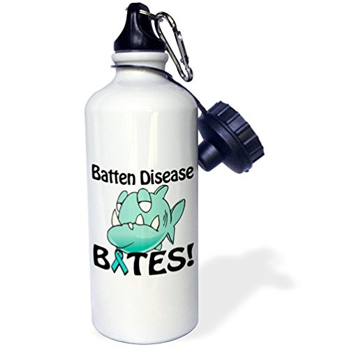 3dRose wb_113526_1"Batten Disease Bites Awareness Ribbon Cause Design" Sports Water Bottle, 21 oz, White