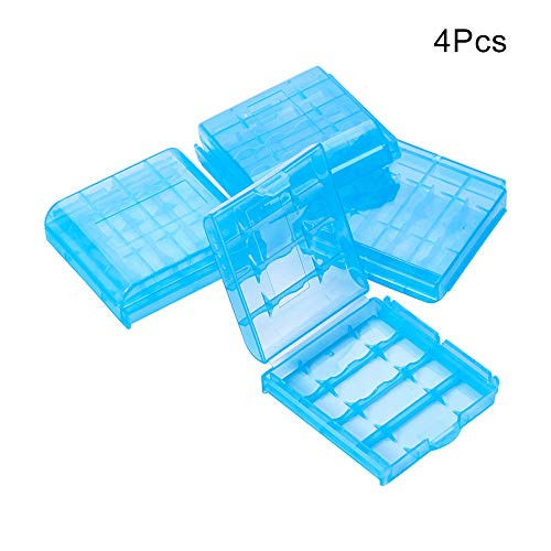 Fielect PL-B5742 4Pcs Multipurpose Battery Storage Box Organizer Battery Storage Holder Case Blue for AA/AAA Battery