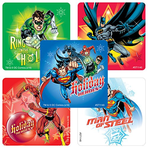 SmileMakers Justice League Christmas Stickers - Prizes 100 per Pack