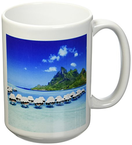 3dRose Beautiful Bora Bora Ceramic Mug, 15-Ounce