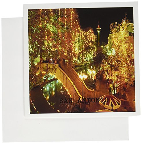 3dRose Beautiful San Antonio Riverwalk At Night - Greeting Cards, 6 x 6 inches, set of 12 (gc_62235_2)
