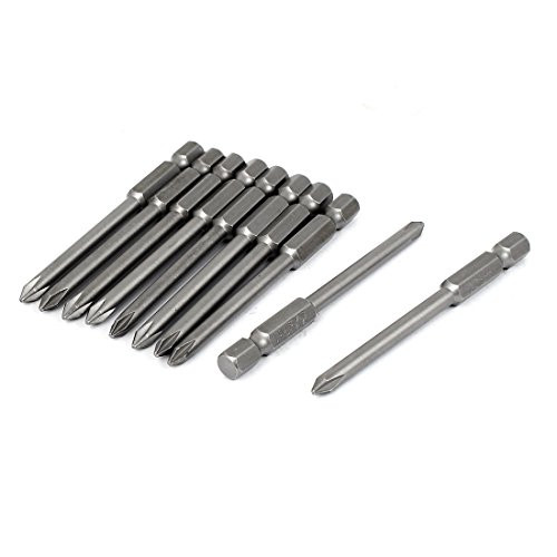 uxcell 1/4-inch Hex Shank 4.5mm PH1 Magnetic S2 Crosshead Phillips Screwdriver Bits 3-inch Long 10pcs