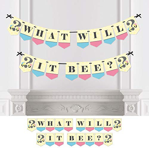 Big Dot of Happiness What Will It Bee - Gender Reveal Bunting Banner - Party Decorations - What Will It Bee