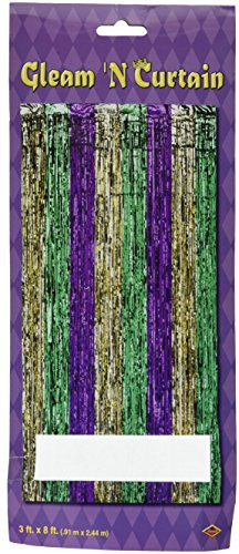 1-Ply FR Gleam 'N Curtain (gold, green, purple) Party Accessory  (1 count) (1/Pkg)