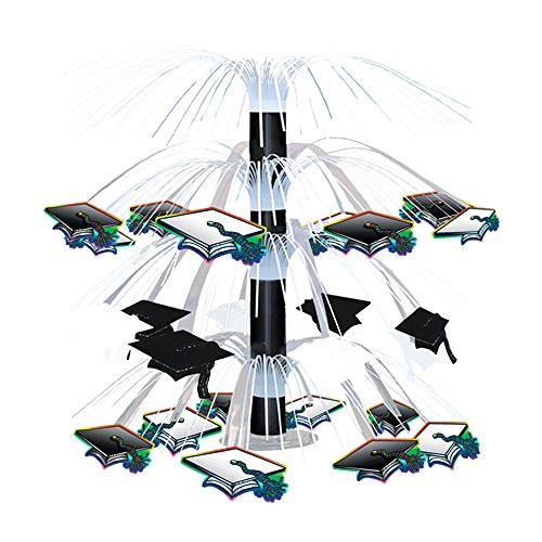 Beistle 50742 Graduation Cascade Centerpiece, 18", Black/White