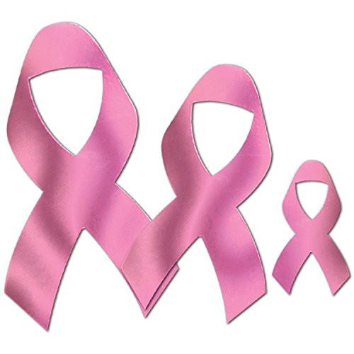 Beistle 54505 10-Pack Foil Pink Ribbon Cutouts, Assorted