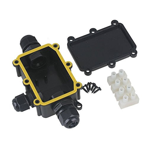 Waterproof Black IP68 Plastic Cable Wire Connector Gland Electrical 3-Cable Junction Box with Terminal
