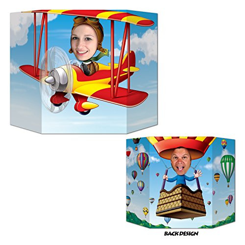 Biplane/Hot Air Balloon Photo Prop (1 side biplane; other side hot air balloon) Party Accessory  (1 count) (1/Pkg)