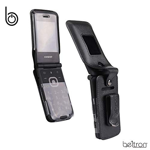 BELTRON Fitted Leather Case for Coolpad Snap 3312A Flip Phone (Boost Mobile, Sprint, T-Mobile, Virgin Mobile) Features: Rotating Belt Clip, Screen & Keypad Protection & Secure Fit