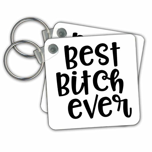 3dRose Key Chains Best Bitches - Best Friend Ever - Best Friend Gift - Best Friends, Set of 2, 2.25 x 2.25" (kc_270934_1)