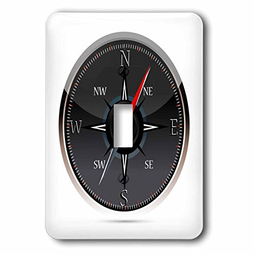 3dRose lsp_111554_1"Black and Gray Compass" Single Toggle Switch Multicolor