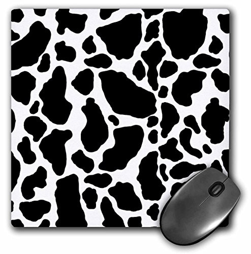 3dRose LLC 8 x 8 x 0.25 Inches Mouse Pad, Black and White Cow Print (mp_15424_1)