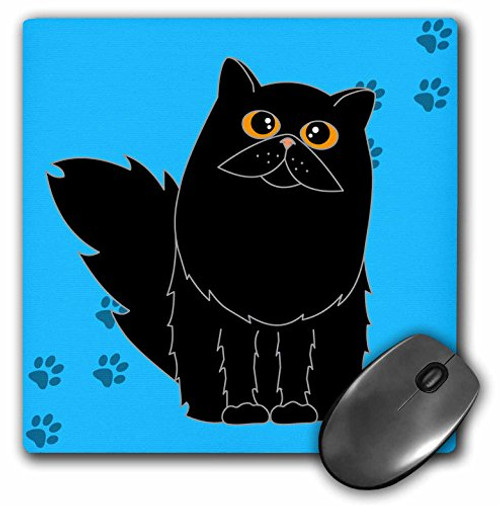 3dRose LLC 8 x 8 x 0.25 Inches Mouse Pad, Black Long-Haired/Persian Cat Blue Paw-Print (mp_6109_1) 3dRose LLC 8 x 8 x 0.25 Inches Mouse Pad, Black Long-Haired/Persian Cat Blue Paw-Print (mp_6109_1)