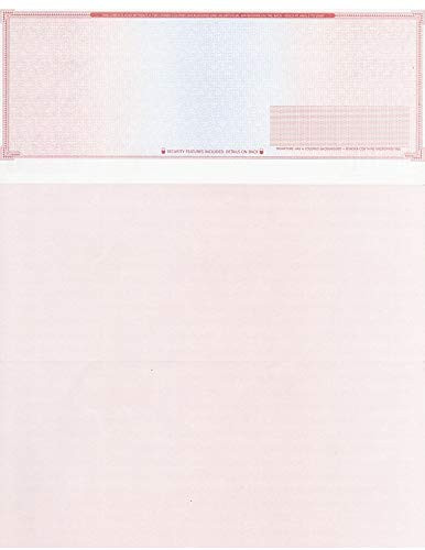 250 Blank Check Stock - Check on Top Mazed - Paper Weight # 70"High Security" Check Paper Red/Blue Mazed