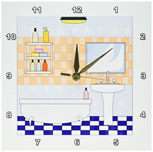3dRose LLC DPP_38995_1 Wall Clock, 10 by 10-Inch, Blue White Peach Bath