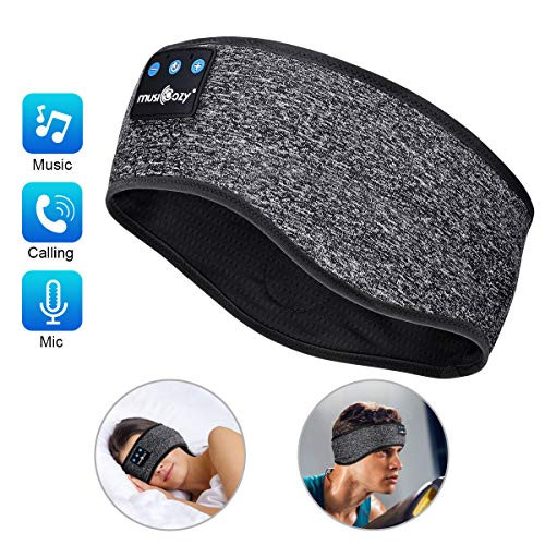 Sleep Headphones Bluetooth Sports Headband, Wireless Music Headband Headphones, IPX6 Waterproof Headphones with Mic for Sleeping Workout Running Insomnia Side Sleepers Travel AMSR Yoga Meditation
