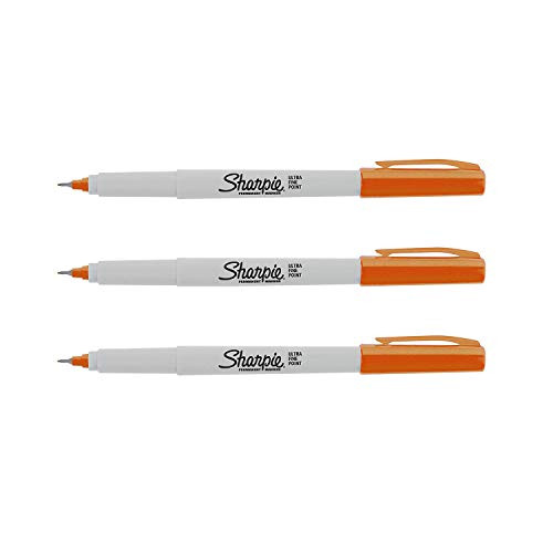 Sharpie Permanent Marker, Ultra Fine Point, Orange, 3-Count
