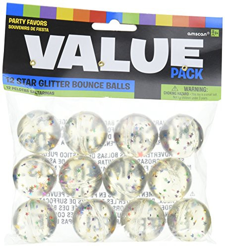 Star Glitter Bounce Balls | Party Favor | 12 Ct.