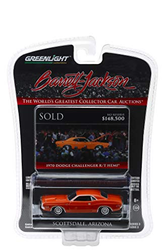 1970 Dodge Challenger R/T HEMI (Lot #1330) Mango Orange Barrett Jackson Scottsdale Edition Series 3 1/64 Diecast Model Car by Greenlight 37160 E