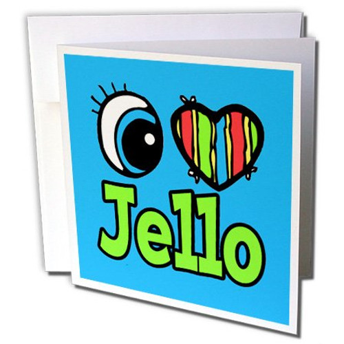 3dRose Bright Eye Heart I Love Jello - Greeting Cards, 6 x 6 inches, set of 6 (gc_106202_1) 3dRose Bright Eye Heart I Love Jello - Greeting Cards, 6 x 6 inches, set of 6 (gc_106202_1)