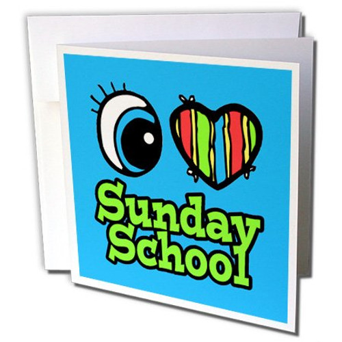 3dRose Bright Eye Heart I Love Sunday School Greeting Cards, 6" x 6", Set of 12 (gc_106587_2) 3dRose Bright Eye Heart I Love Sunday School Greeting Cards, 6" x 6", Set of 12 (gc_106587_2)