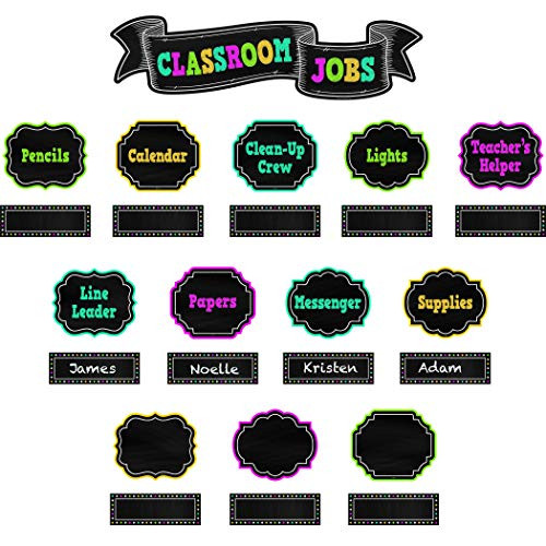 Teacher Created Resources Chalkboard Brights Classroom Jobs Mini Bulletin Board
