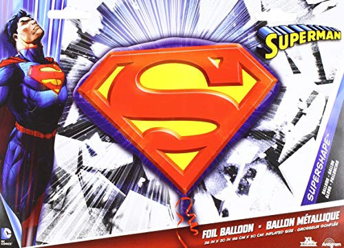 Anagram 29692 Superman Emblem Supershape Foil Balloon, 26", Multicolored