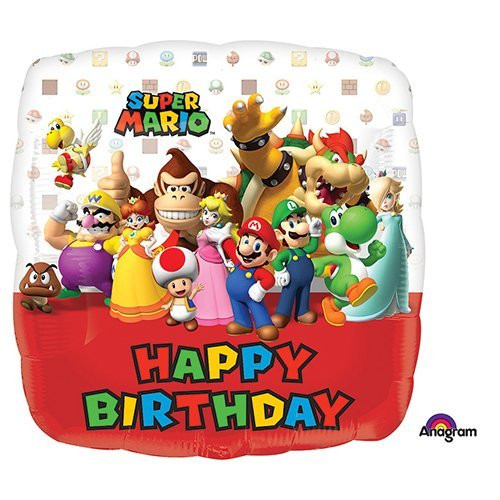 Anagram 32009 Mario Bros Happy Birthday Foil Balloon, 18", Multicolored Anagram 32009 Mario Bros Happy Birthday Foil Balloon, 18", Multicolored