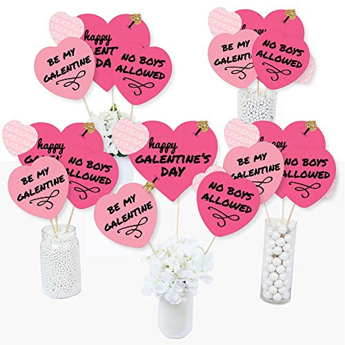 Big Dot of Happiness Be My Galentine - Galentines and Valentines Day Party Centerpiece Sticks - Table Toppers - Set of 15