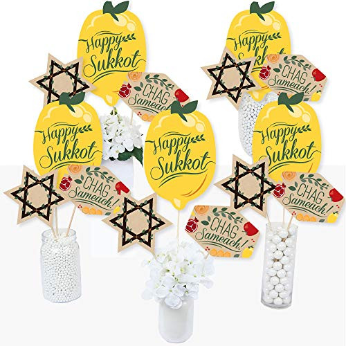 Big Dot of Happiness Sukkot - Sukkah Jewish Holiday Centerpiece Sticks - Table Toppers - Set of 15