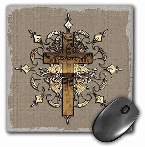 3dRose LLC 8 x 8 x 0.25 Inches Mouse Pad, Bronze Decorated Cross (mp_54377_1) 3dRose LLC 8 x 8 x 0.25 Inches Mouse Pad, Bronze Decorated Cross (mp_54377_1)