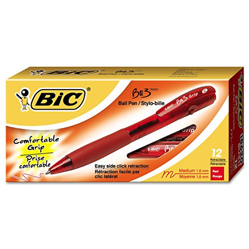 BIC BU311RD BU3 Retractable Ballpoint Pen, Bold, 1.0mm, Red, Dozen