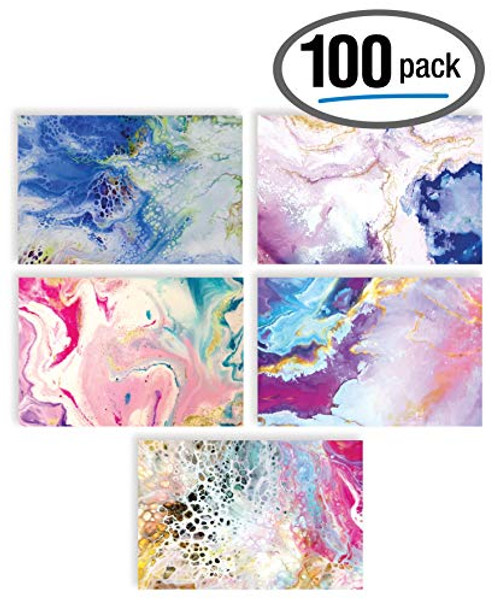 100-Pack All Occasion Greeting Cards, Assorted Blank Note Cards, 4 x 6 inch, 5 Abstract Art Designs, Blank Inside, by Better Office Products, with Envelopes, 100 Pack