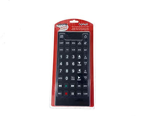 Buzzy Jumbo Universal Remote Control  for TV, DVD, VCR, Cable, Satellite  Soft Touch Large Buttons for Visually Impaired  Never Misplace Your Remote Again