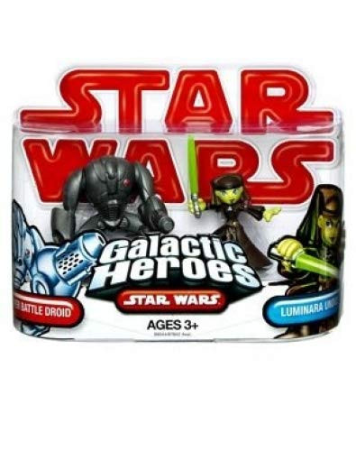 Star Wars 2009 Galactic Heroes 2-Pack Super Battle Droid and Luminara Unduli