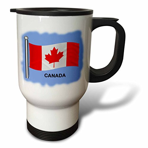 3dRose Canadian Flag Waving on a Blue Background Stainless Steel Travel Mug, 14-Ounce 3dRose Canadian Flag Waving on a Blue Background Stainless Steel Travel Mug, 14-Ounce