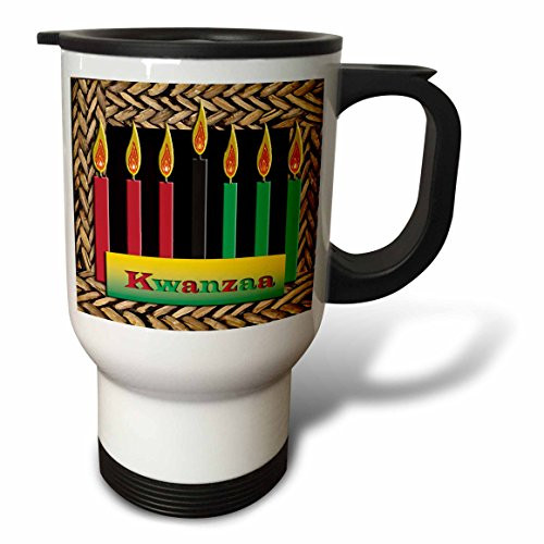 3dRose Candles of Kwanzaa Stainless Steel Travel Mug, 14-Ounce